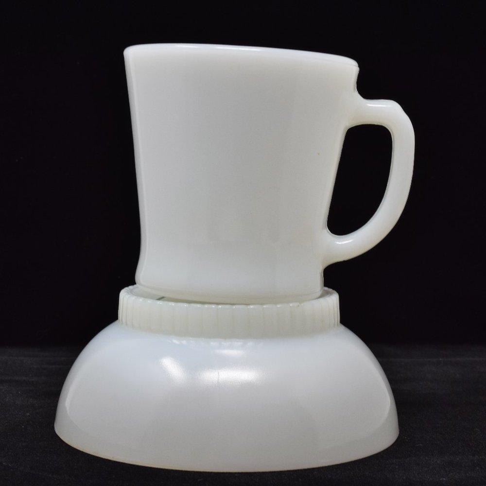 Fire King Anchor Hocking Cup D Handle and Bowl Ribbed Foot Milk White Vintage